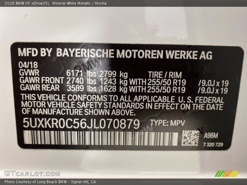 Mineral White Metallic / Mocha 2018 BMW X5 xDrive35i