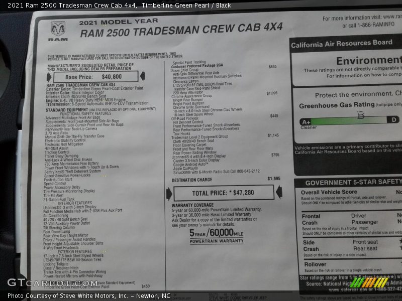 Timberline Green Pearl / Black 2021 Ram 2500 Tradesman Crew Cab 4x4