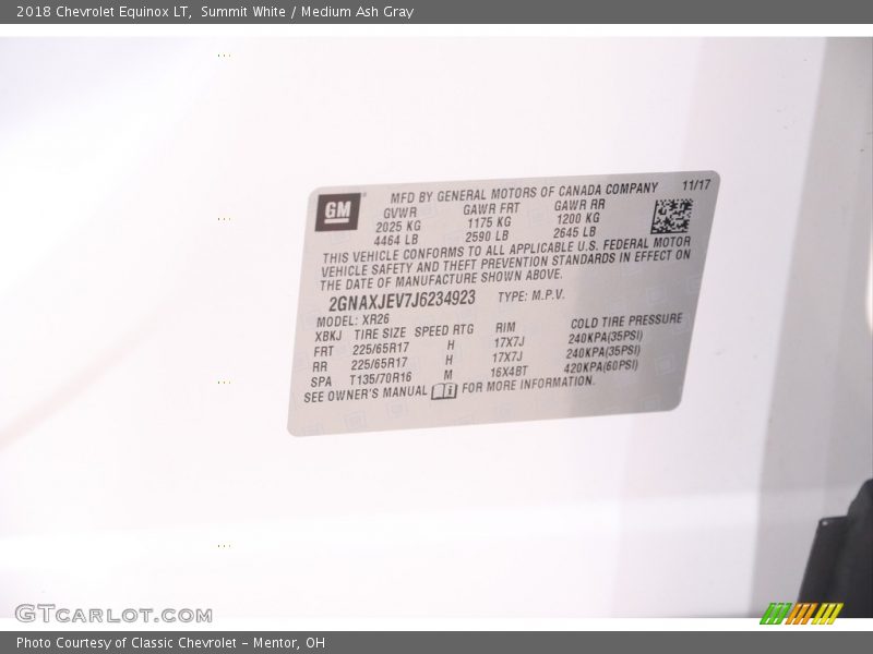 Summit White / Medium Ash Gray 2018 Chevrolet Equinox LT