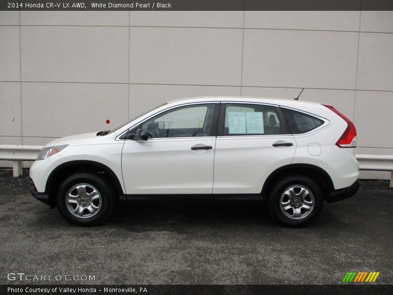 White Diamond Pearl / Black 2014 Honda CR-V LX AWD