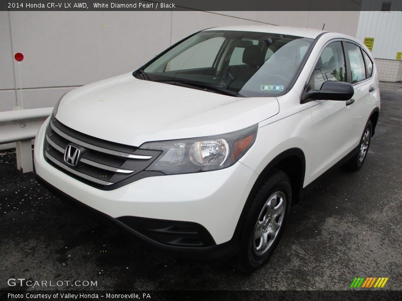 White Diamond Pearl / Black 2014 Honda CR-V LX AWD
