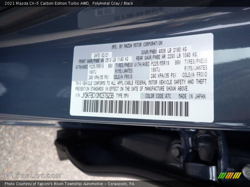 Polymetal Gray / Black 2021 Mazda CX-5 Carbon Edition Turbo AWD