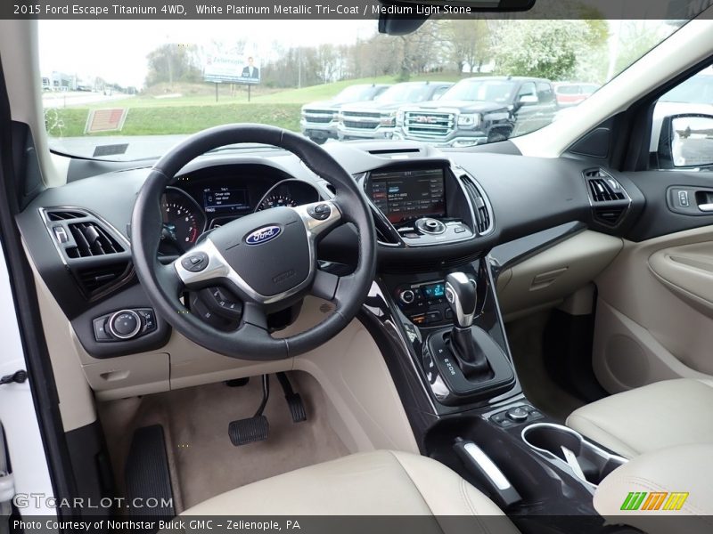 White Platinum Metallic Tri-Coat / Medium Light Stone 2015 Ford Escape Titanium 4WD