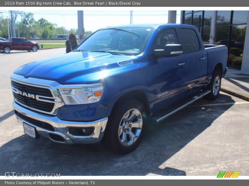 Blue Streak Pearl / Black/Diesel Gray 2019 Ram 1500 Big Horn Crew Cab