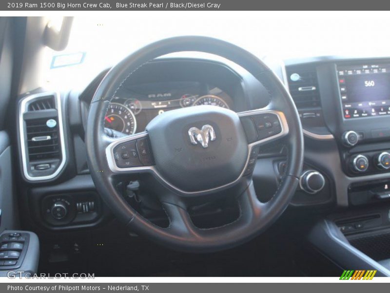 Blue Streak Pearl / Black/Diesel Gray 2019 Ram 1500 Big Horn Crew Cab