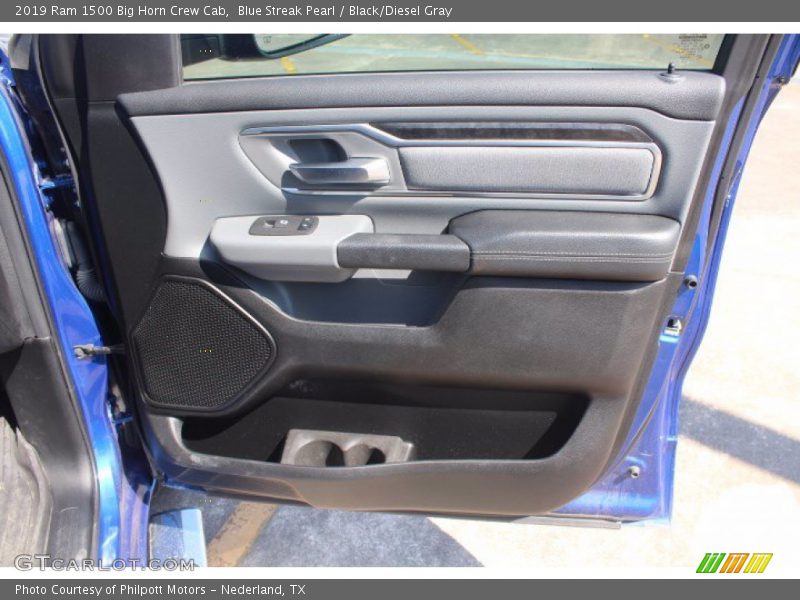 Blue Streak Pearl / Black/Diesel Gray 2019 Ram 1500 Big Horn Crew Cab