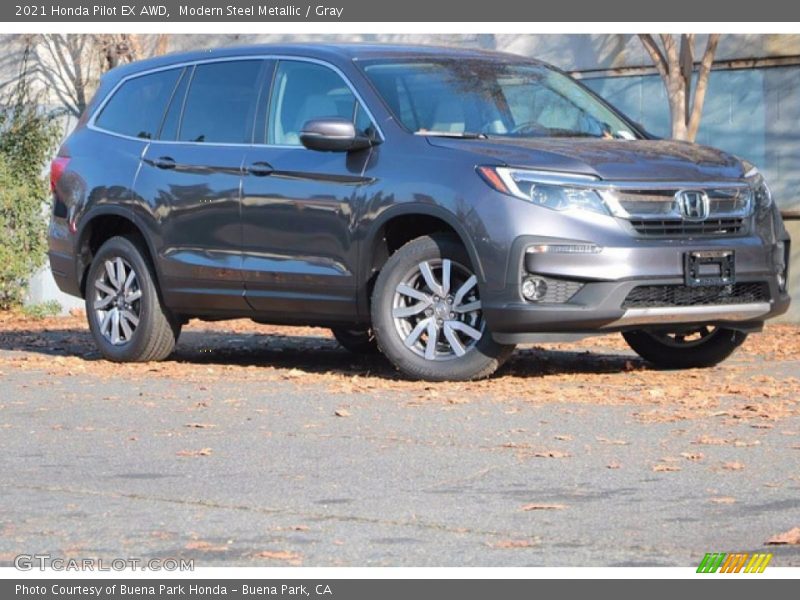 Modern Steel Metallic / Gray 2021 Honda Pilot EX AWD