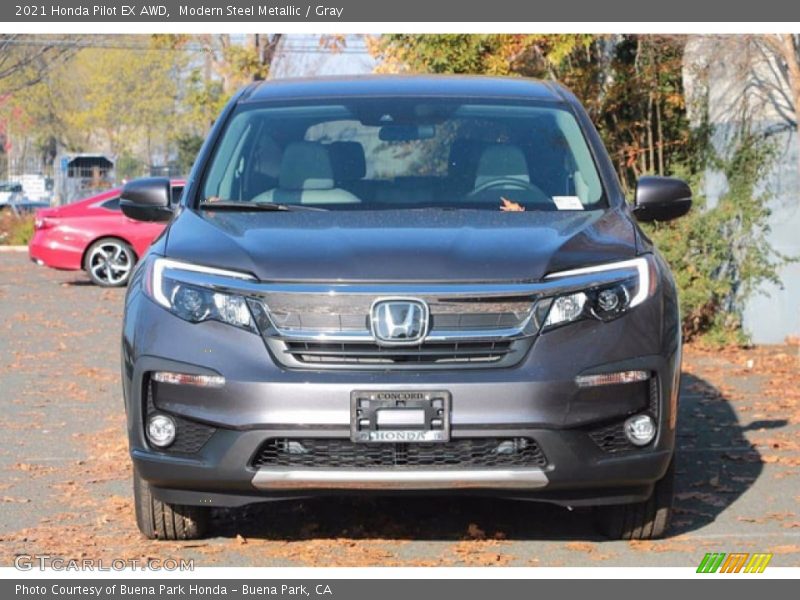 Modern Steel Metallic / Gray 2021 Honda Pilot EX AWD