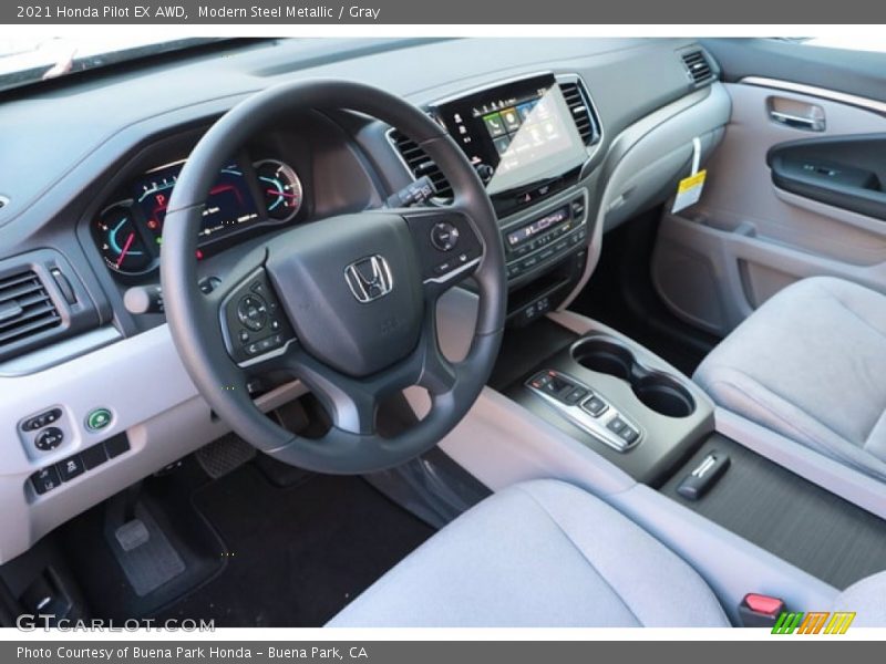Modern Steel Metallic / Gray 2021 Honda Pilot EX AWD