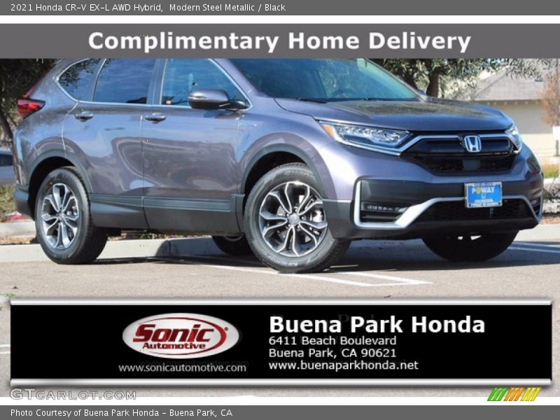 Modern Steel Metallic / Black 2021 Honda CR-V EX-L AWD Hybrid