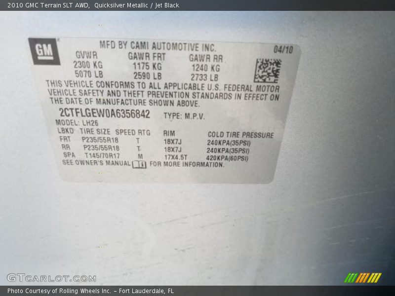 Quicksilver Metallic / Jet Black 2010 GMC Terrain SLT AWD