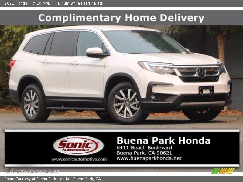 Platinum White Pearl / Black 2021 Honda Pilot EX AWD
