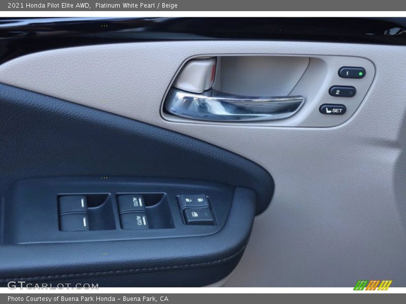 Platinum White Pearl / Beige 2021 Honda Pilot Elite AWD