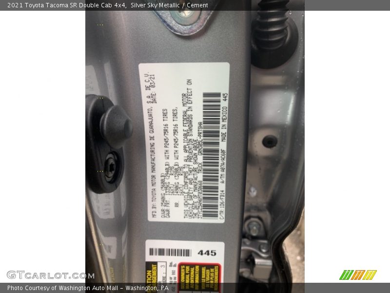 Silver Sky Metallic / Cement 2021 Toyota Tacoma SR Double Cab 4x4