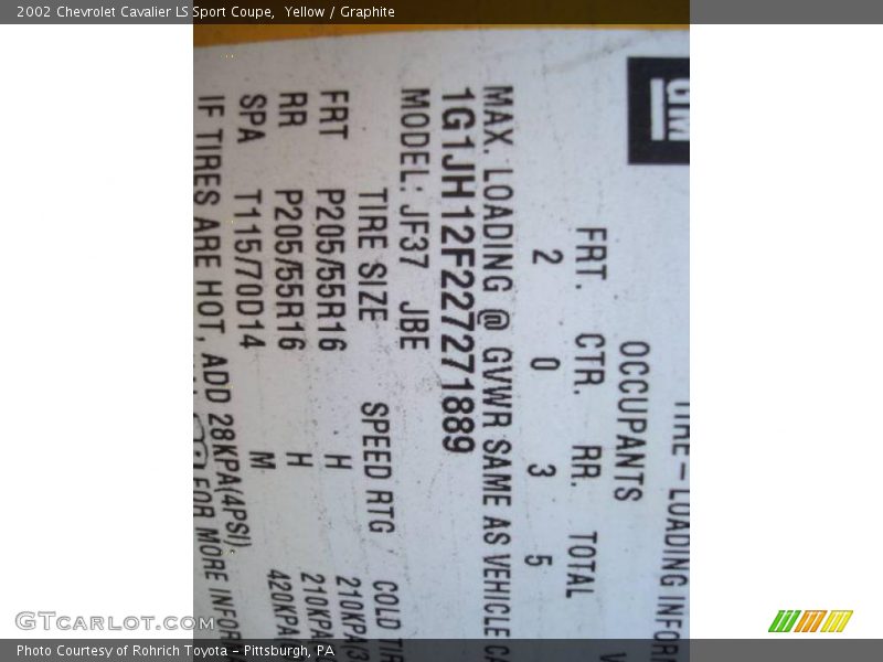 Yellow / Graphite 2002 Chevrolet Cavalier LS Sport Coupe