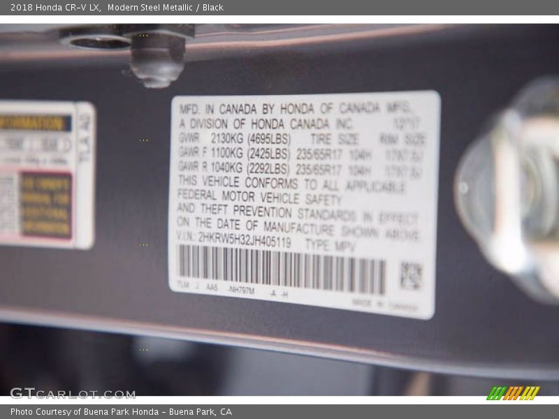 Modern Steel Metallic / Black 2018 Honda CR-V LX