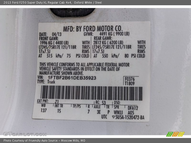 Oxford White / Steel 2013 Ford F250 Super Duty XL Regular Cab 4x4