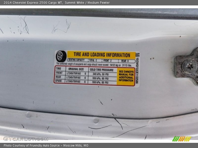 Summit White / Medium Pewter 2014 Chevrolet Express 2500 Cargo WT