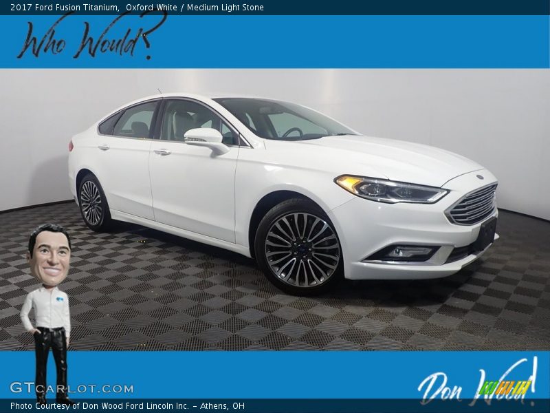 Oxford White / Medium Light Stone 2017 Ford Fusion Titanium