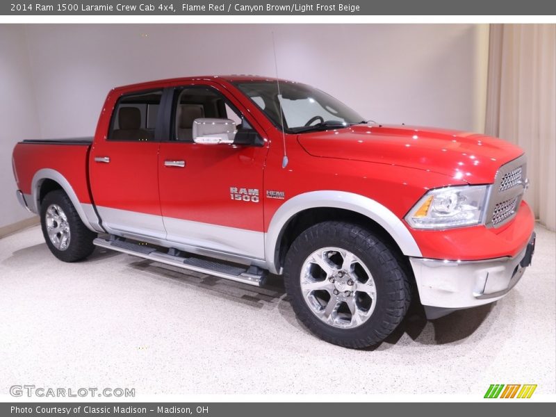 Flame Red / Canyon Brown/Light Frost Beige 2014 Ram 1500 Laramie Crew Cab 4x4