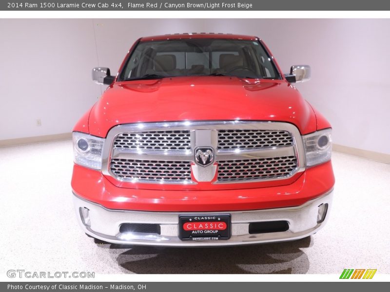 Flame Red / Canyon Brown/Light Frost Beige 2014 Ram 1500 Laramie Crew Cab 4x4