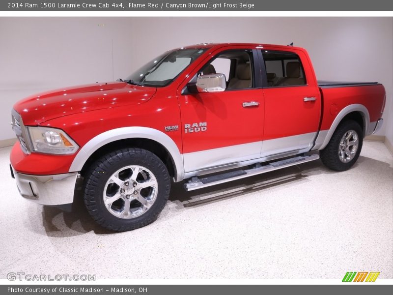 Flame Red / Canyon Brown/Light Frost Beige 2014 Ram 1500 Laramie Crew Cab 4x4