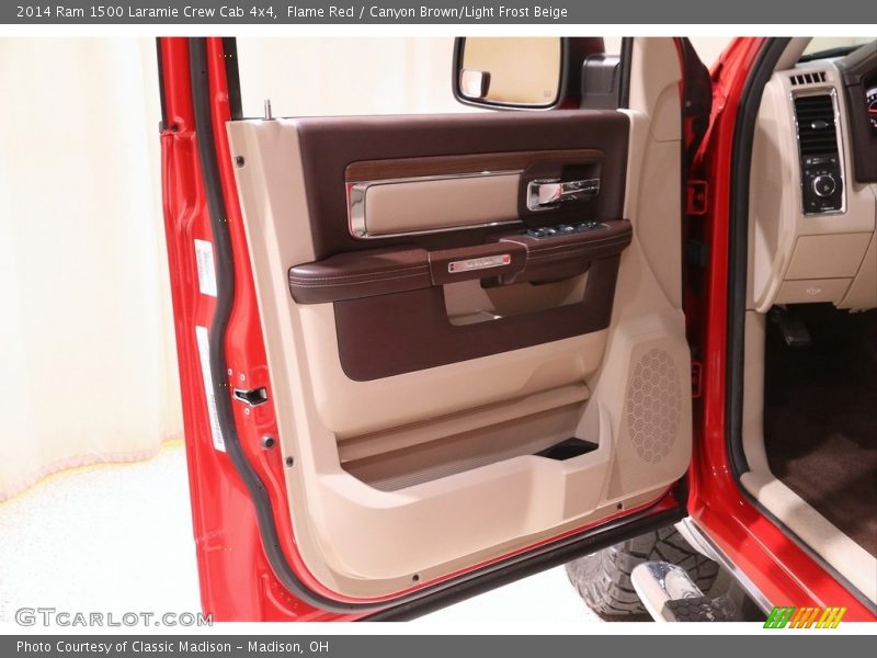 Flame Red / Canyon Brown/Light Frost Beige 2014 Ram 1500 Laramie Crew Cab 4x4