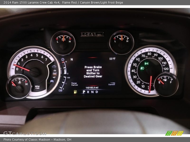 Flame Red / Canyon Brown/Light Frost Beige 2014 Ram 1500 Laramie Crew Cab 4x4