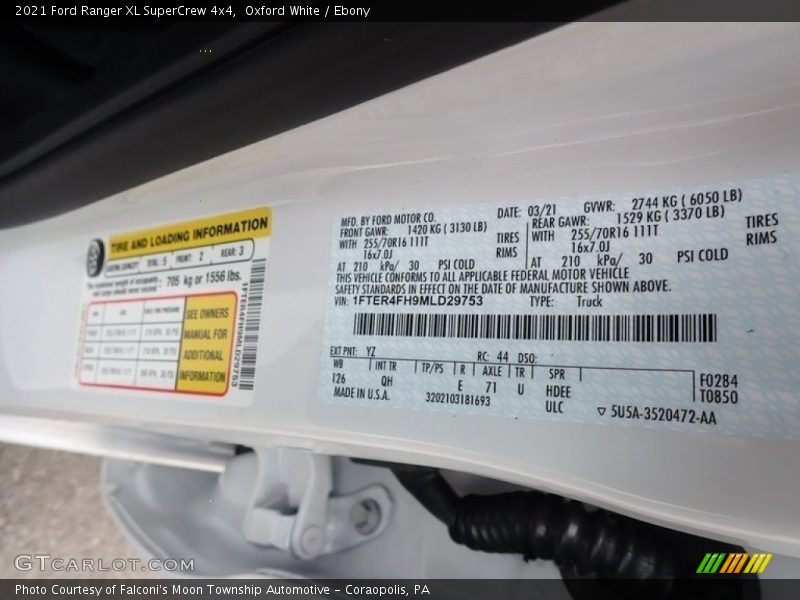 Oxford White / Ebony 2021 Ford Ranger XL SuperCrew 4x4