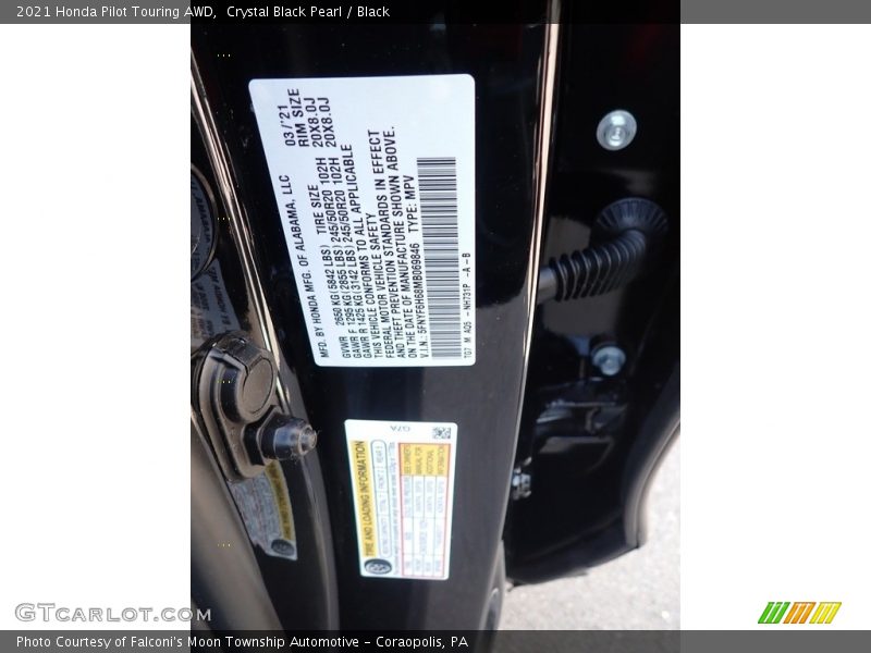 Crystal Black Pearl / Black 2021 Honda Pilot Touring AWD