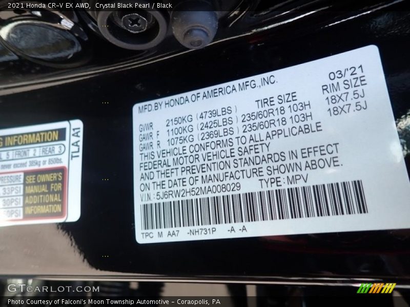 Crystal Black Pearl / Black 2021 Honda CR-V EX AWD