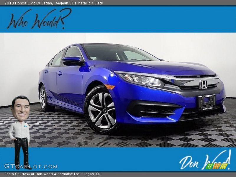 Aegean Blue Metallic / Black 2018 Honda Civic LX Sedan