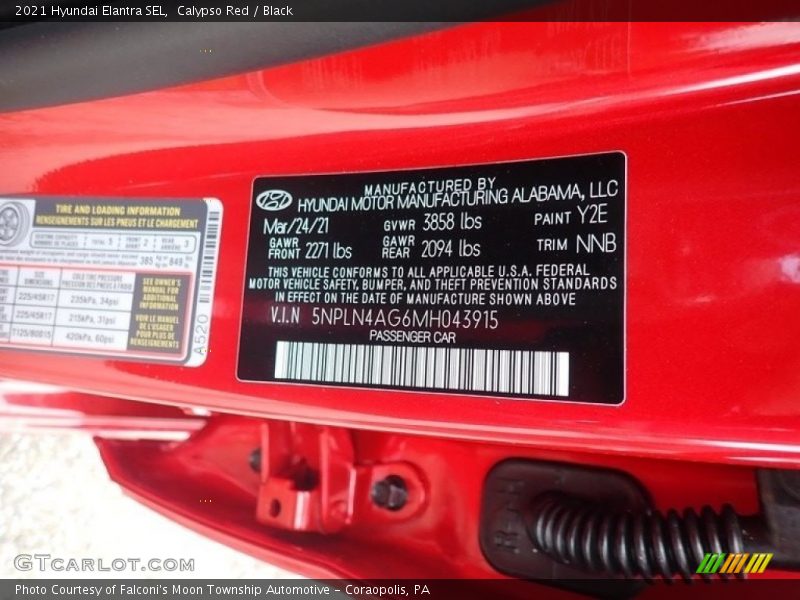 Calypso Red / Black 2021 Hyundai Elantra SEL