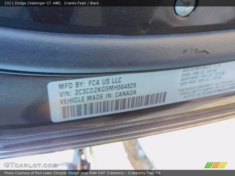 Granite Pearl / Black 2021 Dodge Challenger GT AWD