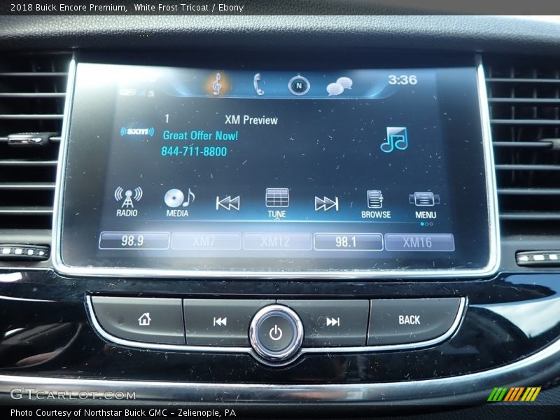 White Frost Tricoat / Ebony 2018 Buick Encore Premium