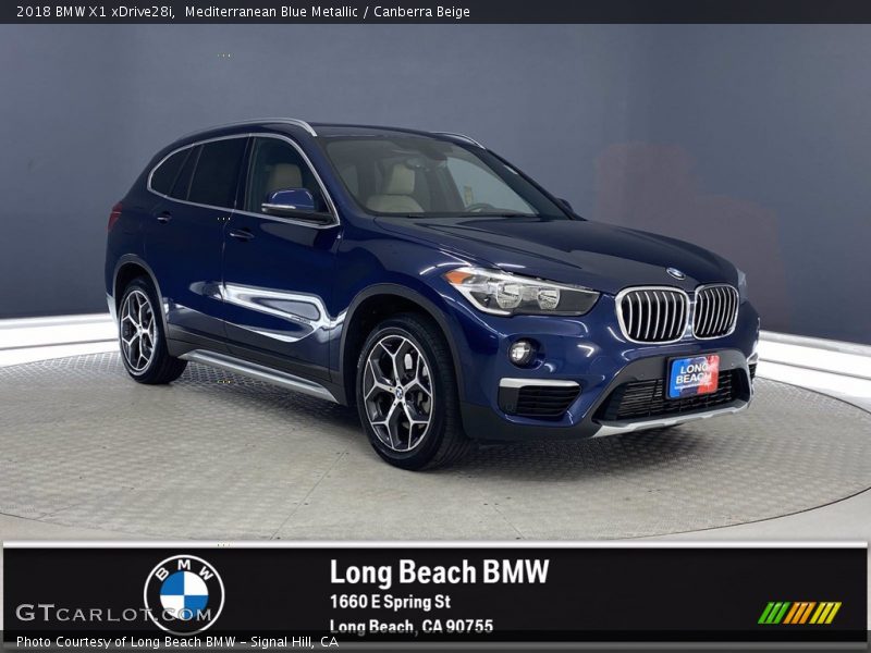 Mediterranean Blue Metallic / Canberra Beige 2018 BMW X1 xDrive28i