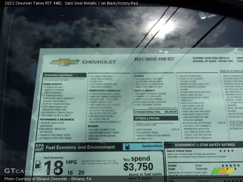  2021 Tahoe RST 4WD Window Sticker