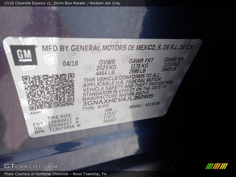 Storm Blue Metallic / Medium Ash Gray 2018 Chevrolet Equinox LS