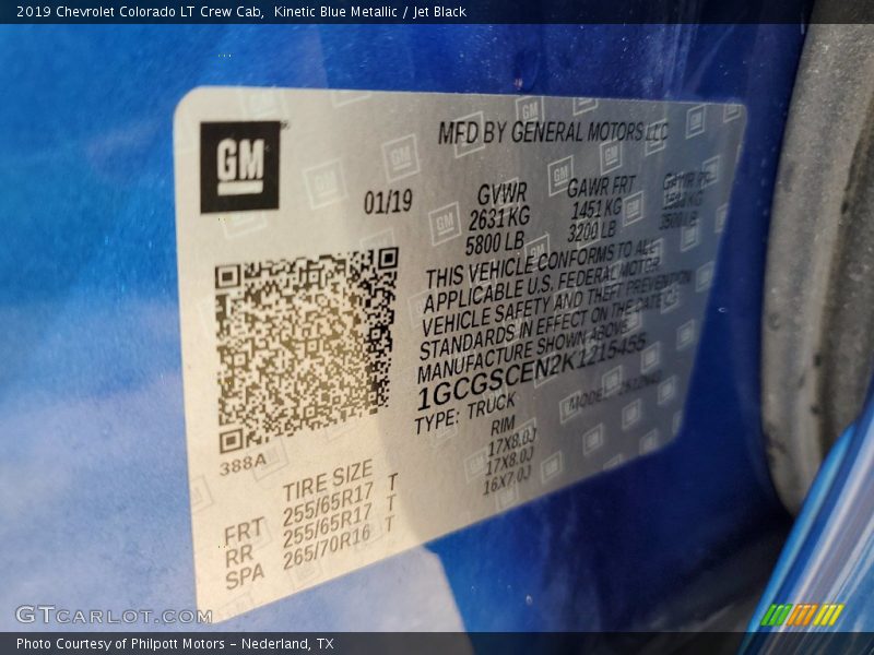 Kinetic Blue Metallic / Jet Black 2019 Chevrolet Colorado LT Crew Cab