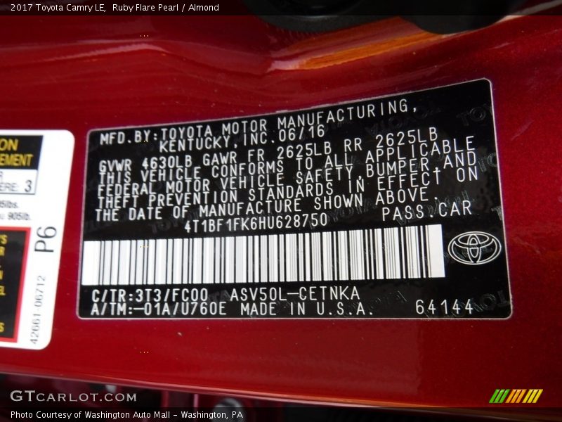 Ruby Flare Pearl / Almond 2017 Toyota Camry LE