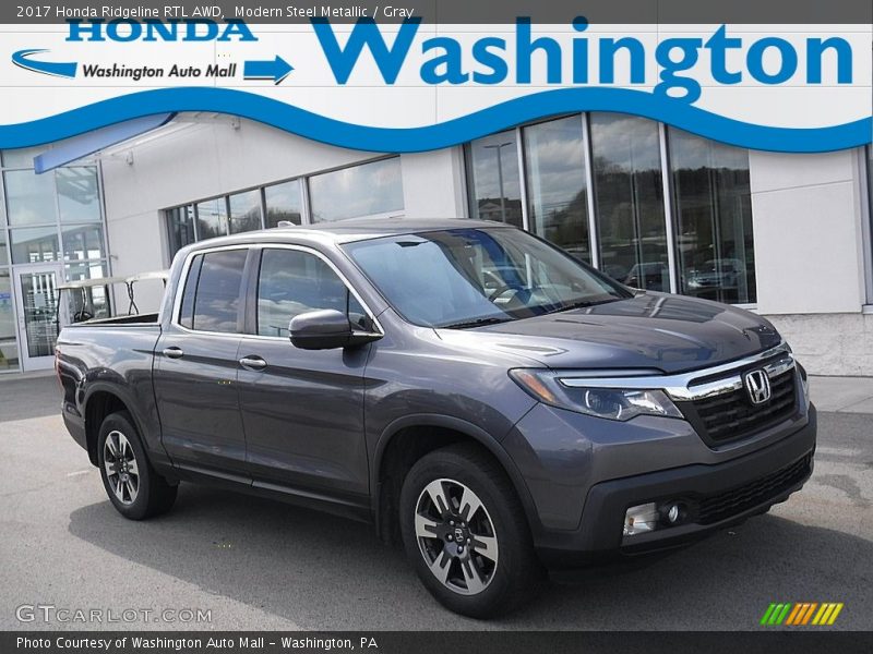 Modern Steel Metallic / Gray 2017 Honda Ridgeline RTL AWD