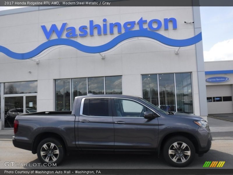 Modern Steel Metallic / Gray 2017 Honda Ridgeline RTL AWD