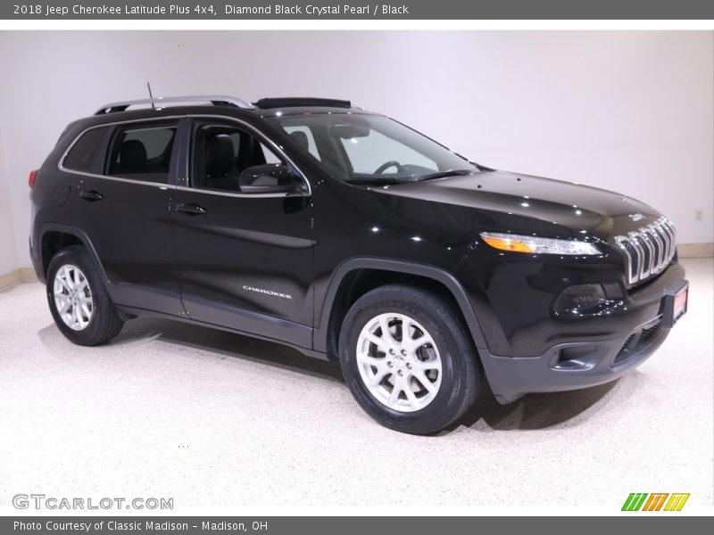 Diamond Black Crystal Pearl / Black 2018 Jeep Cherokee Latitude Plus 4x4