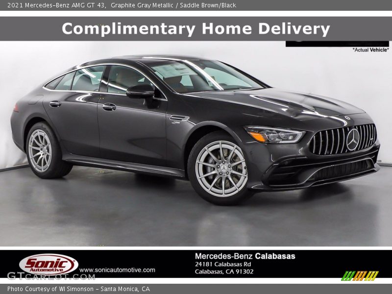Graphite Gray Metallic / Saddle Brown/Black 2021 Mercedes-Benz AMG GT 43