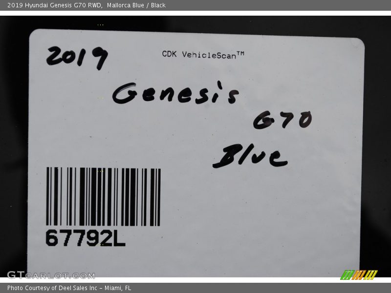 Mallorca Blue / Black 2019 Hyundai Genesis G70 RWD