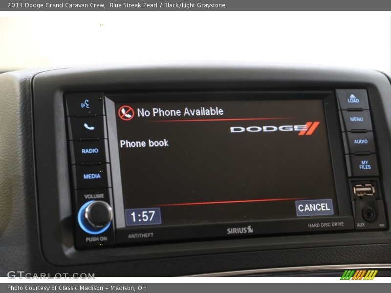 Blue Streak Pearl / Black/Light Graystone 2013 Dodge Grand Caravan Crew