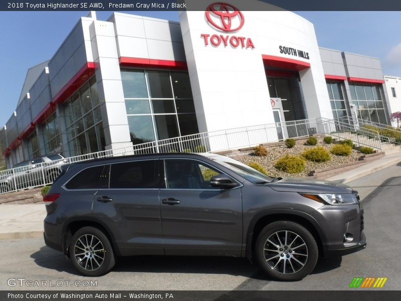 Predawn Gray Mica / Black 2018 Toyota Highlander SE AWD