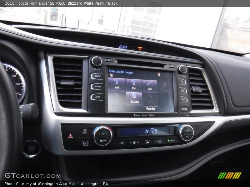 Blizzard White Pearl / Black 2018 Toyota Highlander SE AWD