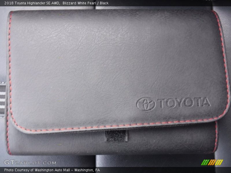 Blizzard White Pearl / Black 2018 Toyota Highlander SE AWD
