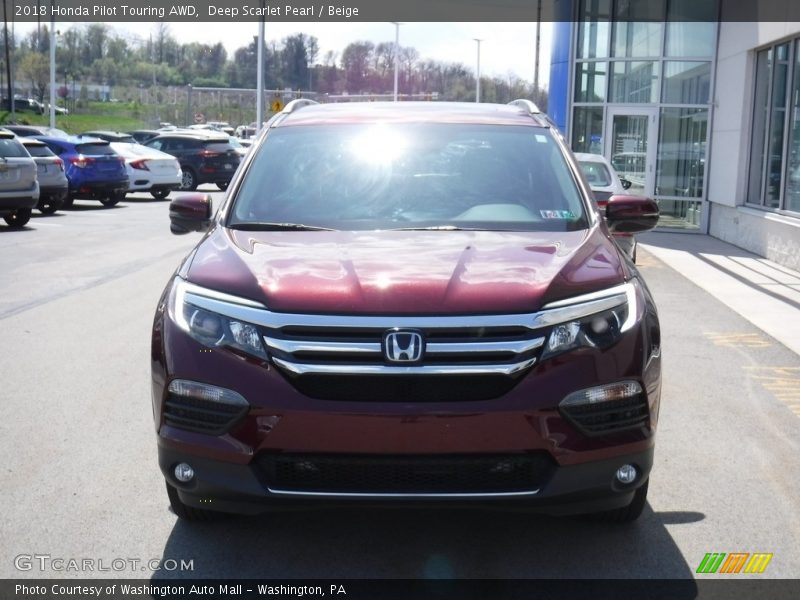 Deep Scarlet Pearl / Beige 2018 Honda Pilot Touring AWD